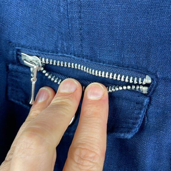 INC Utility Linen Jacket Women’s Navy Size Petite Medium - Picture 9 of 14